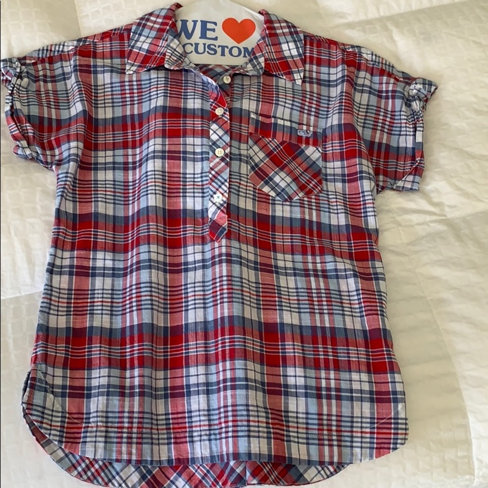 Plaid Short Sleeve Women's Top